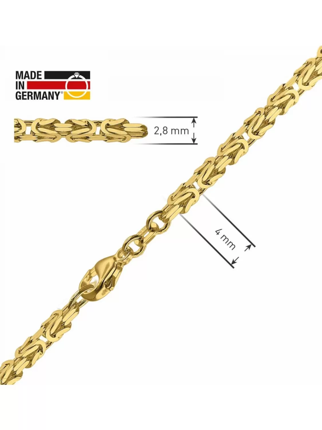 trendor Armband Konigskette Gold Auf 925 Silber 2,8 Mm Breite | Herrenschmuck