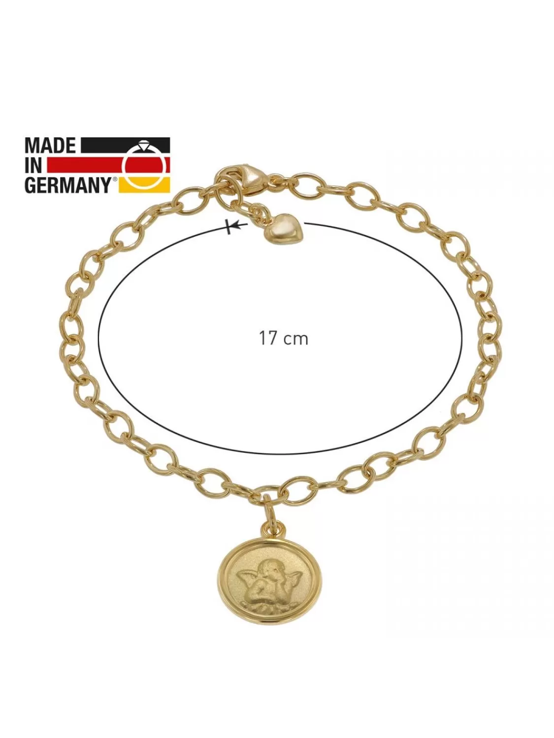 trendor Armband Mit Engel-Anhanger 925 Silber Goldplattiert 17 Cm | Kinderschmuck