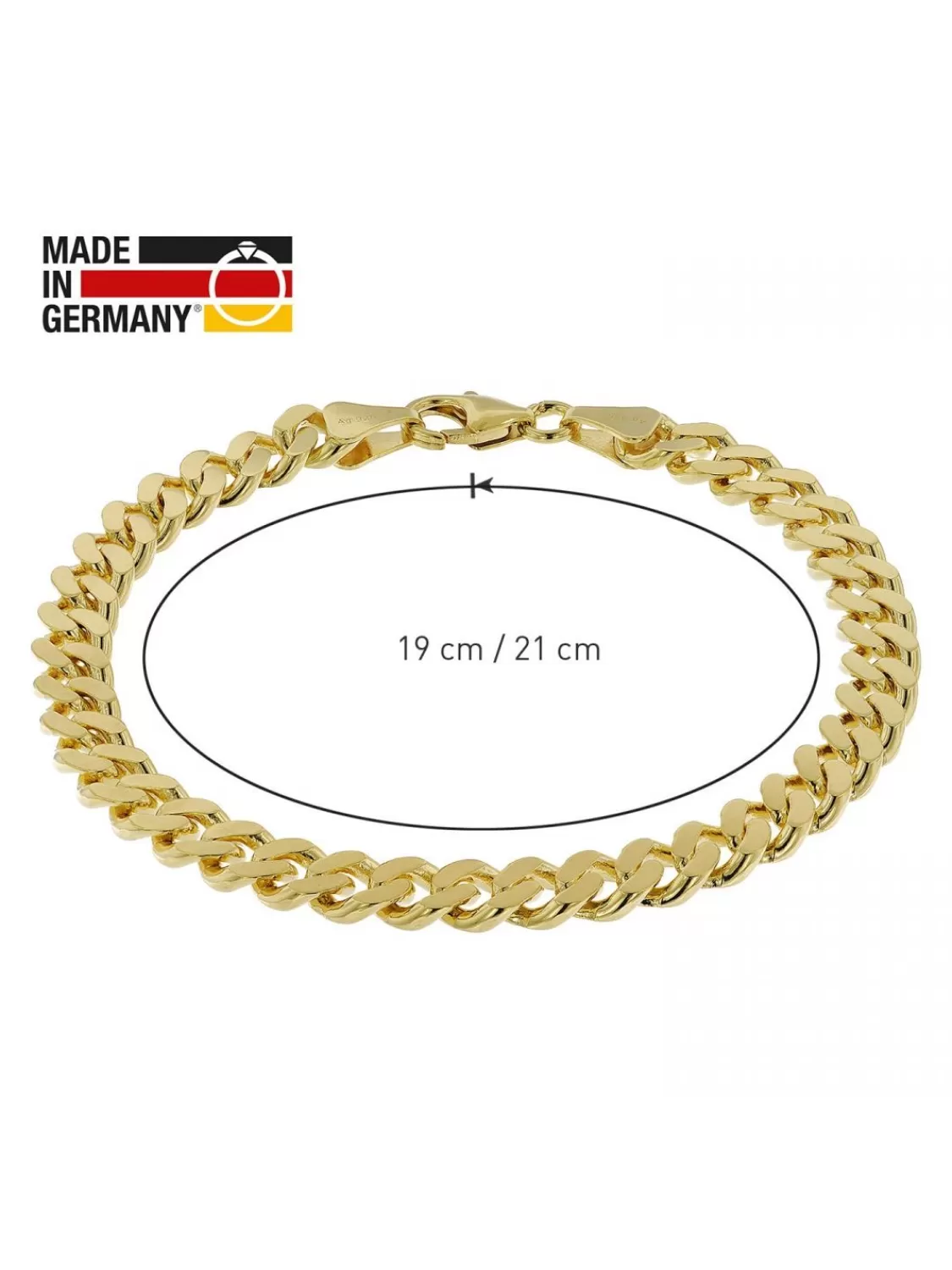 trendor Armband Panzerkette Gold Auf 925 Silber Breite 6,9 Mm | Herrenschmuck