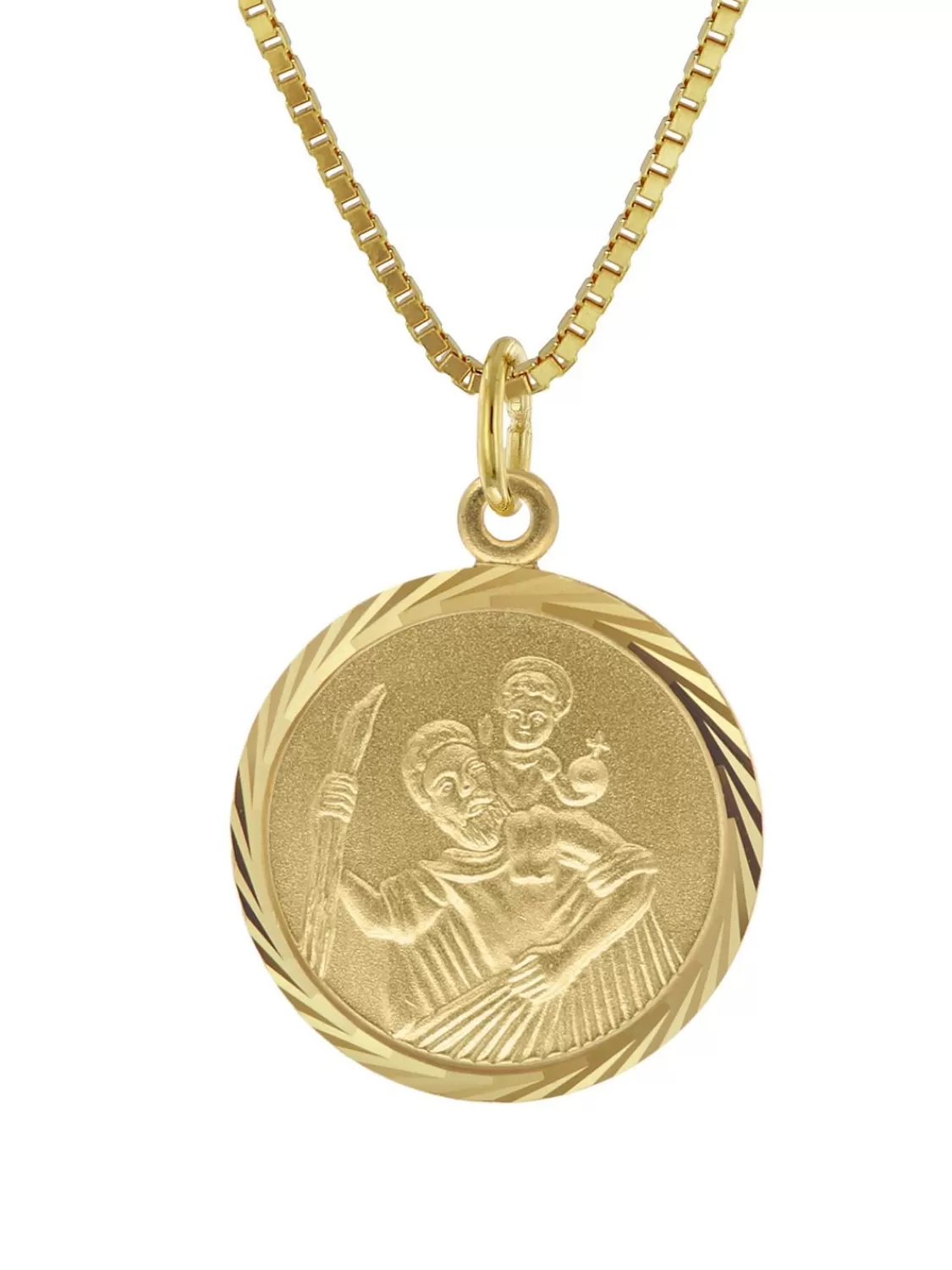 trendor Christophorus Anhanger 333 Gold Mit Vergoldeter Silberkette | Herrenschmuck