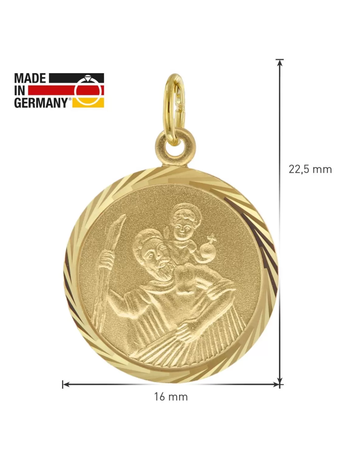 trendor Christophorus Anhanger 333 Gold Mit Vergoldeter Silberkette | Herrenschmuck