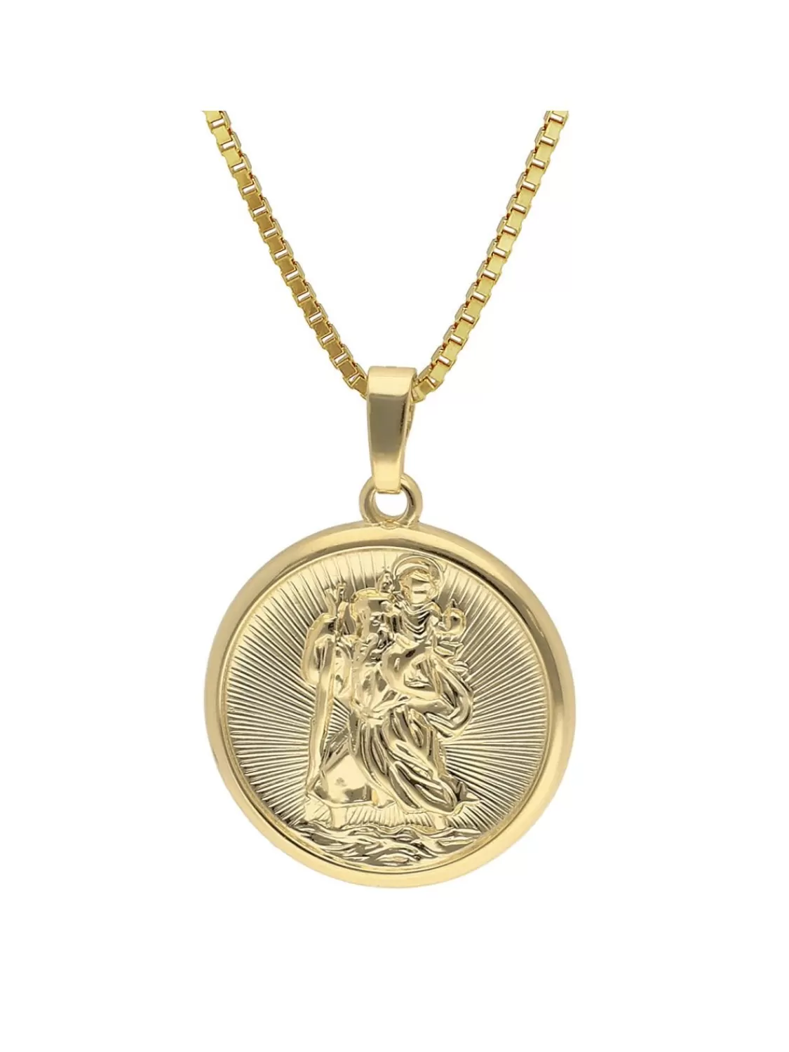 trendor Christophorus Anhanger Gold 333/8K Mit Vergoldeter Silberkette | Herrenschmuck