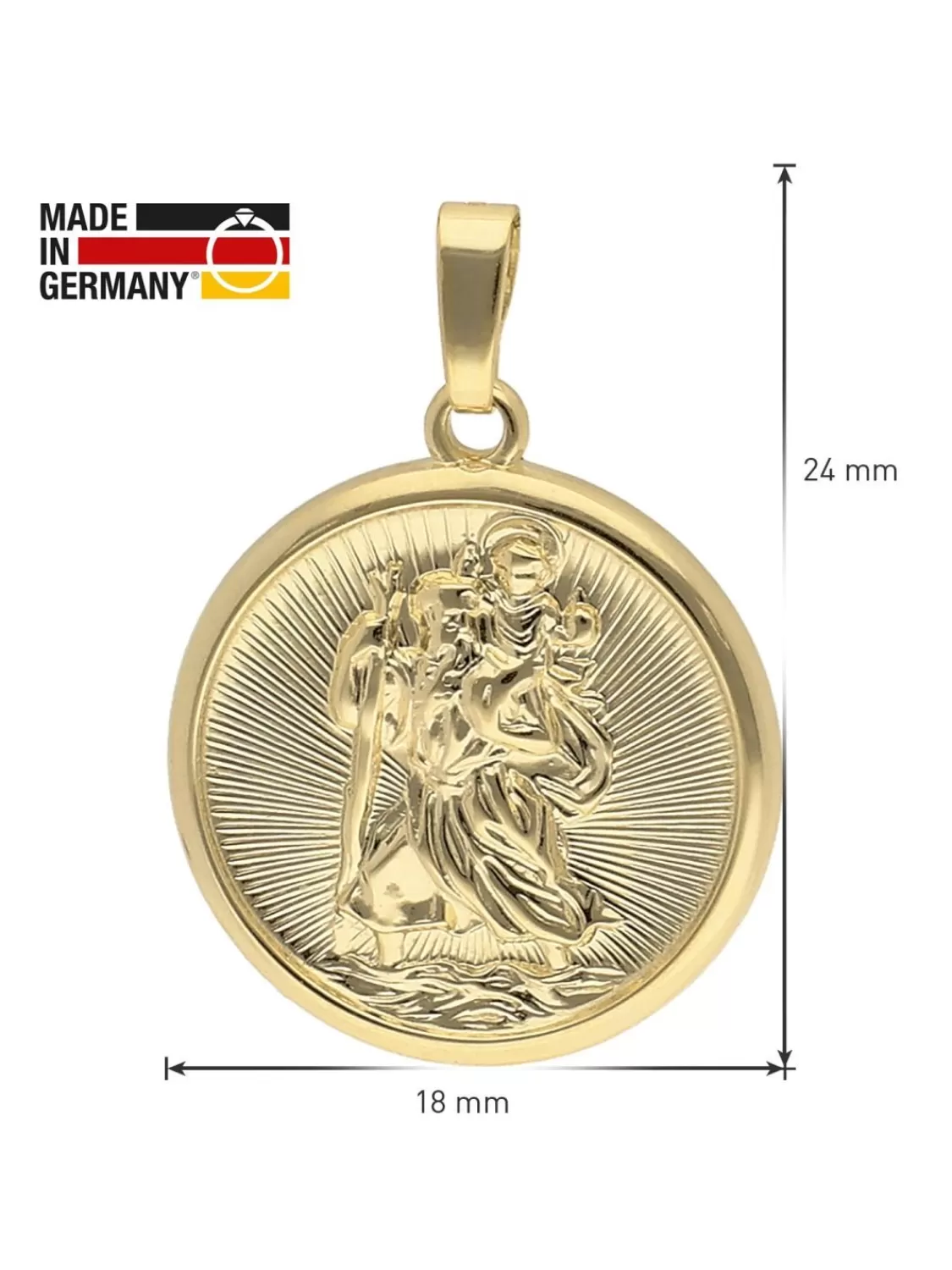 trendor Christophorus Anhanger Gold 333/8K Mit Vergoldeter Silberkette | Herrenschmuck