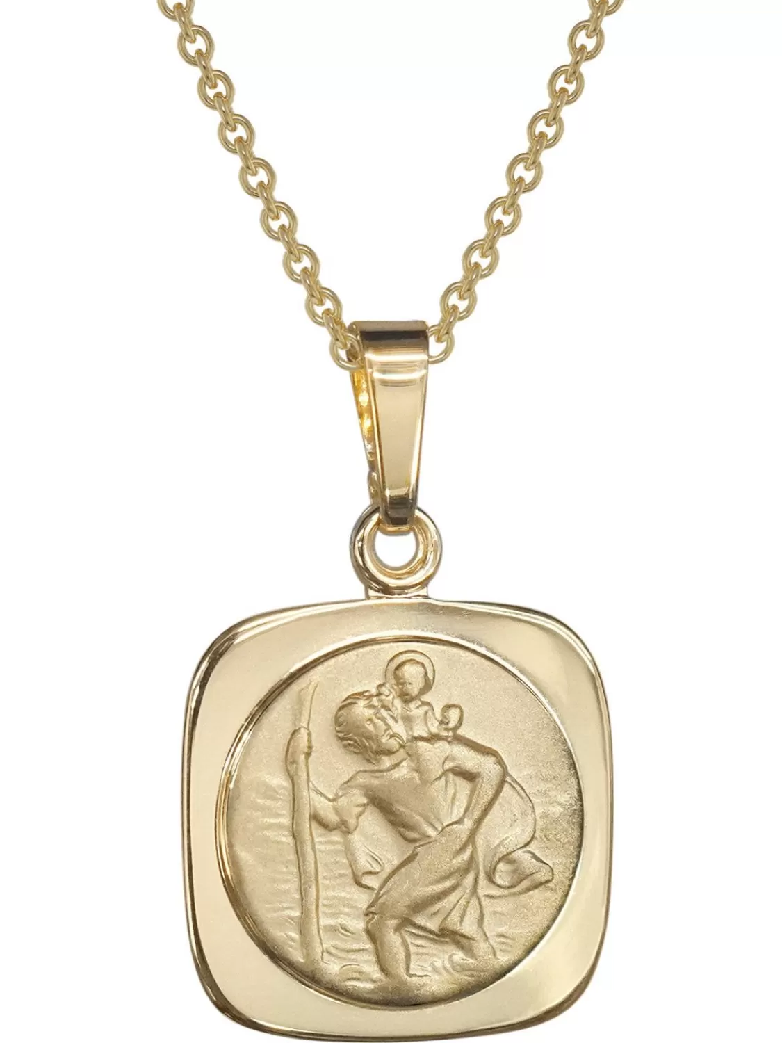trendor Christophorus Anhanger Gold 333 / 8K Mit Vergoldeter Silberkette | Herrenschmuck