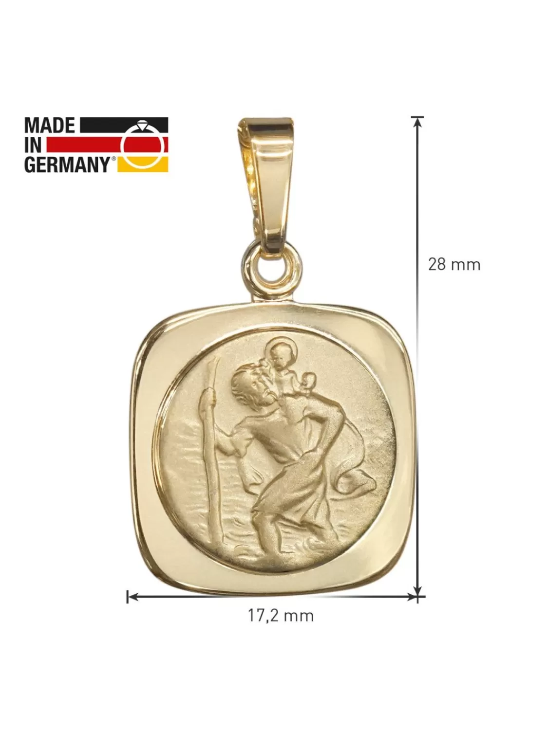 trendor Christophorus Anhanger Gold 333 / 8K Mit Vergoldeter Silberkette | Herrenschmuck