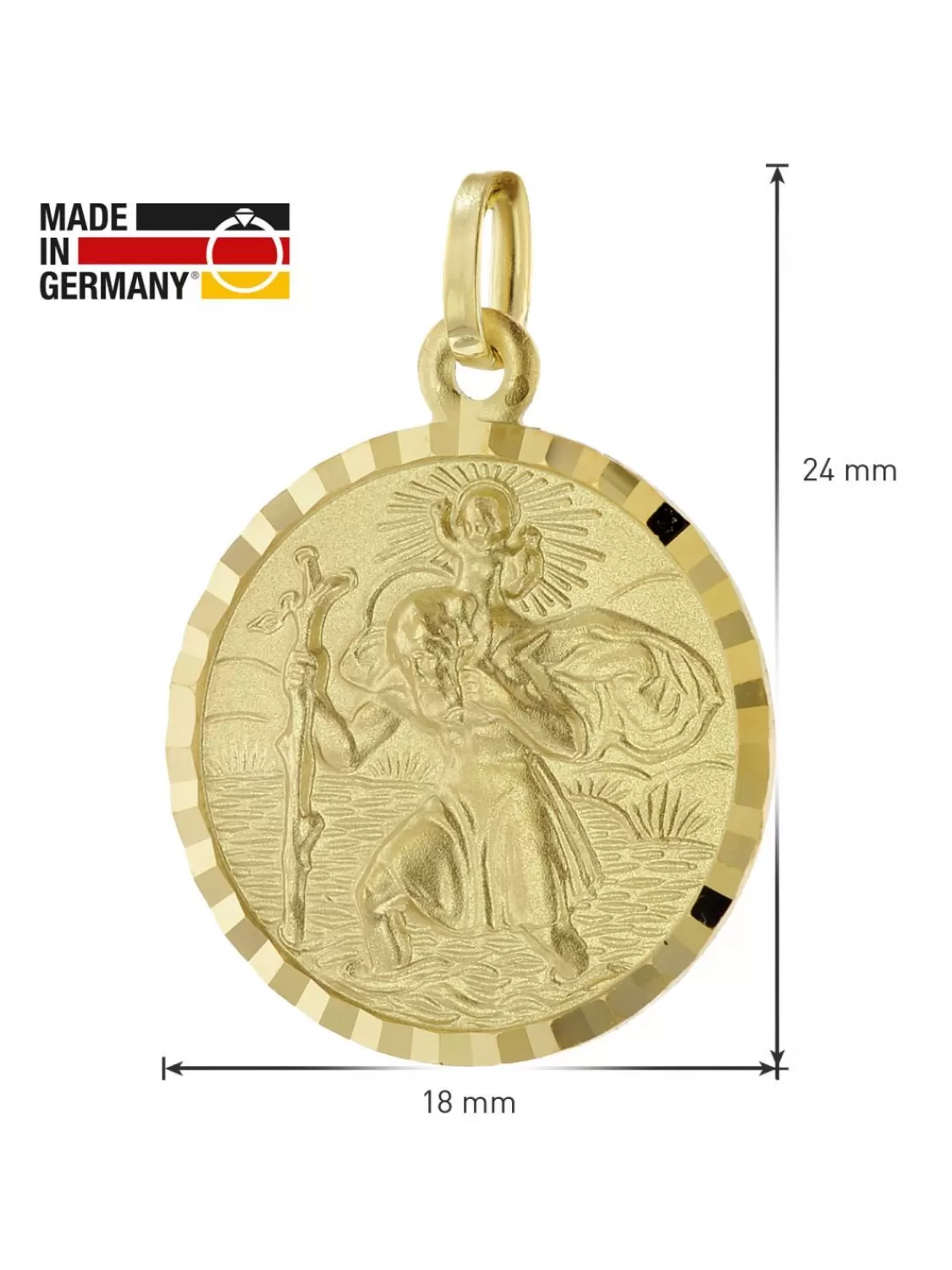 trendor Christophorus Anhanger Gold 585 (14K) Schutzpatron 18 Mm | Herrenschmuck