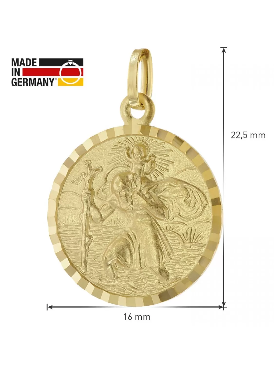 trendor Christophorus Gold 585 (14K) Schutzpatron Anhanger 16 Mm | Herrenschmuck
