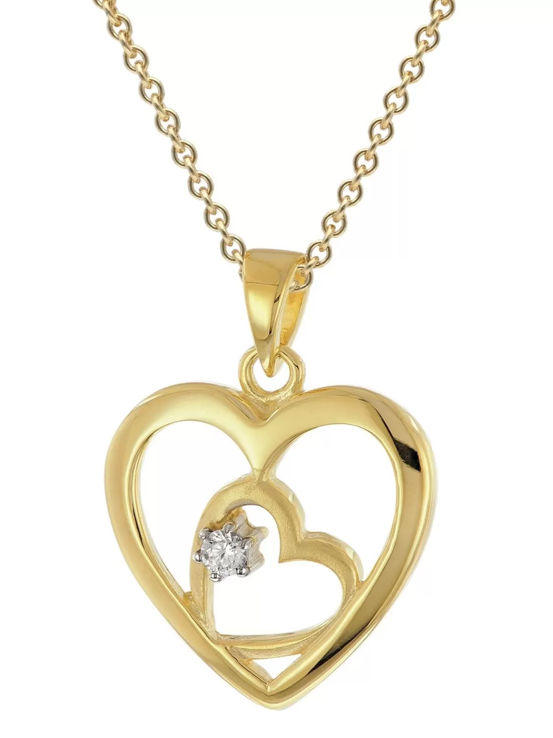 trendor Damen Anhanger Herz Gold 333 / 8K + Vergoldete Silberkette | Damenschmuck