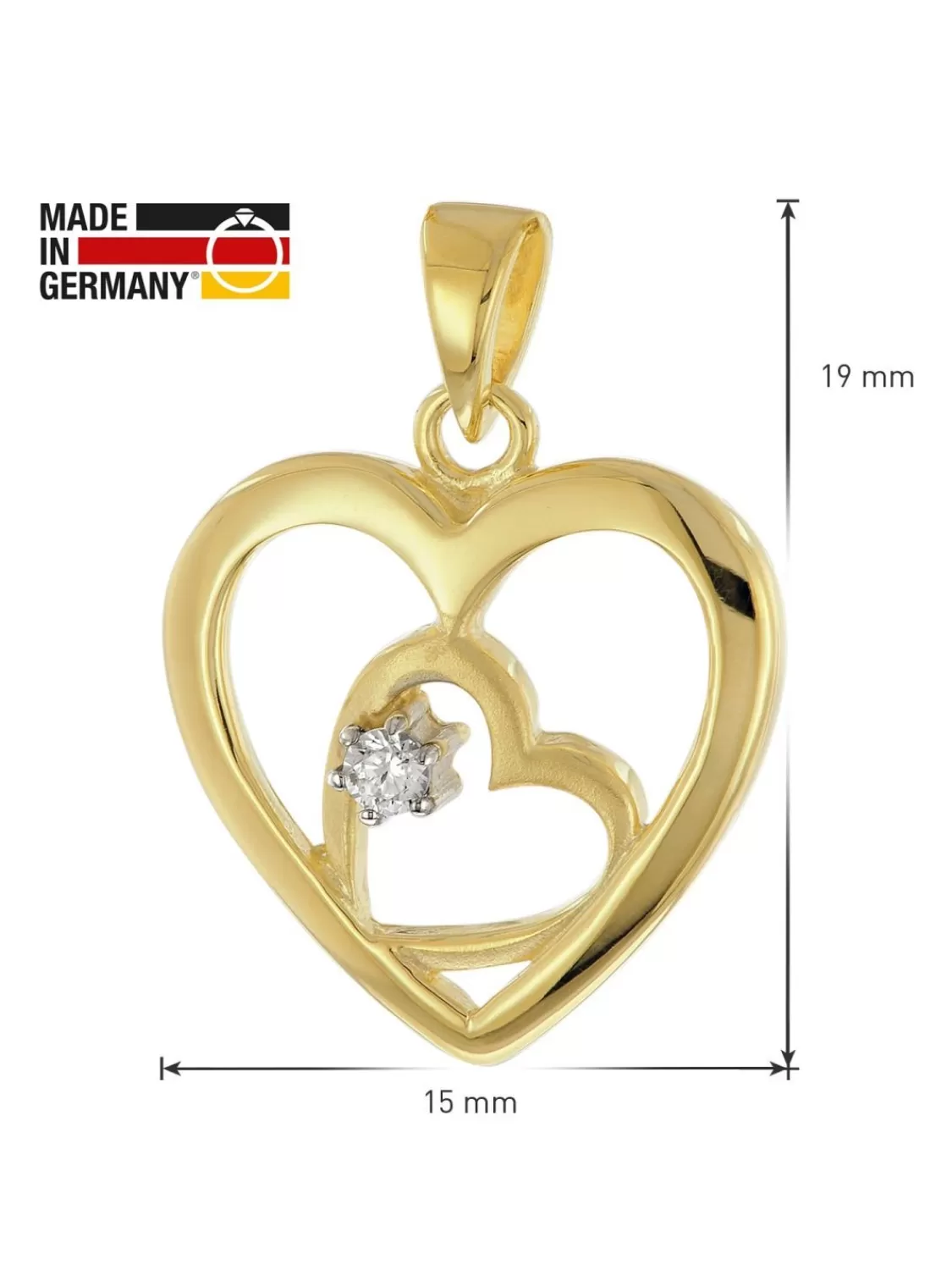 trendor Damen Anhanger Herz Gold 333 / 8K + Vergoldete Silberkette | Damenschmuck