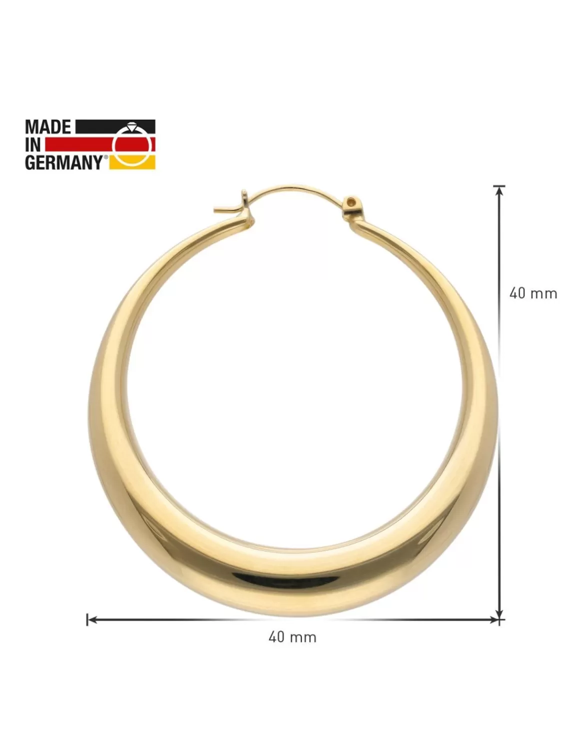 trendor Damen Creolen Ohrringe 333 Gold 8 Karat 40 Mm | Damenschmuck
