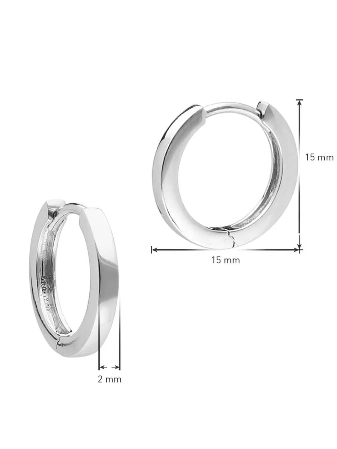 trendor Damen Ohrringe 925 Silber Klapp-Creolen O 15 Mm | Herrenschmuck