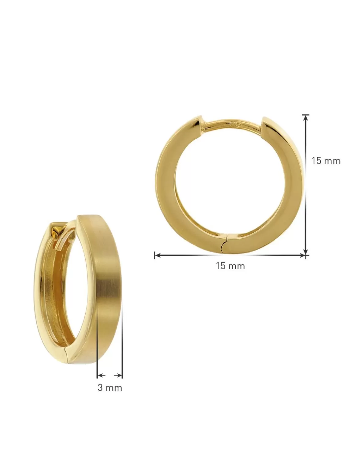 trendor Damen Ohrringe Gold 333/8K Klapp-Creolen O 15 Mm | Damenschmuck