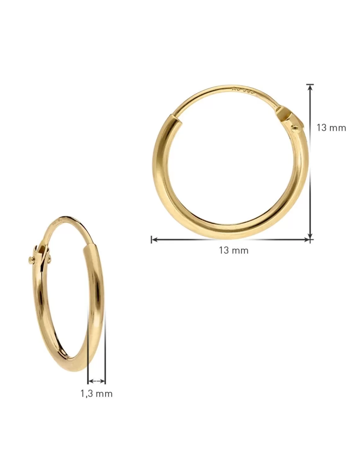 trendor Damen Ohrringe Gold 333 / 8K Creolen Breite 1,3 Mm O 13 Mm | Herrenschmuck