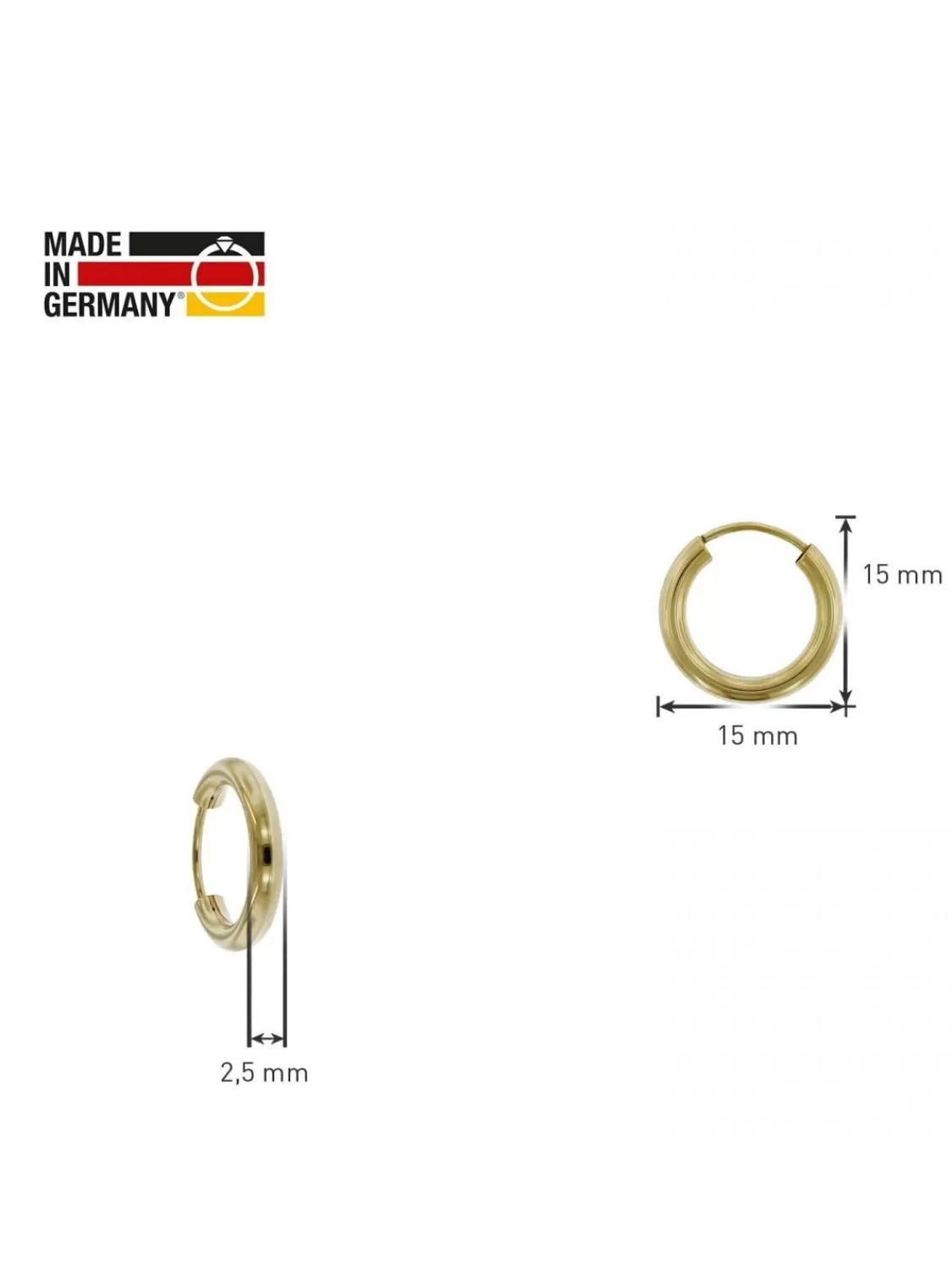 trendor Damen Ohrringe Gold 333 / 8K Creolen Breite 2,5 Mm O 15 Mm | Damenschmuck