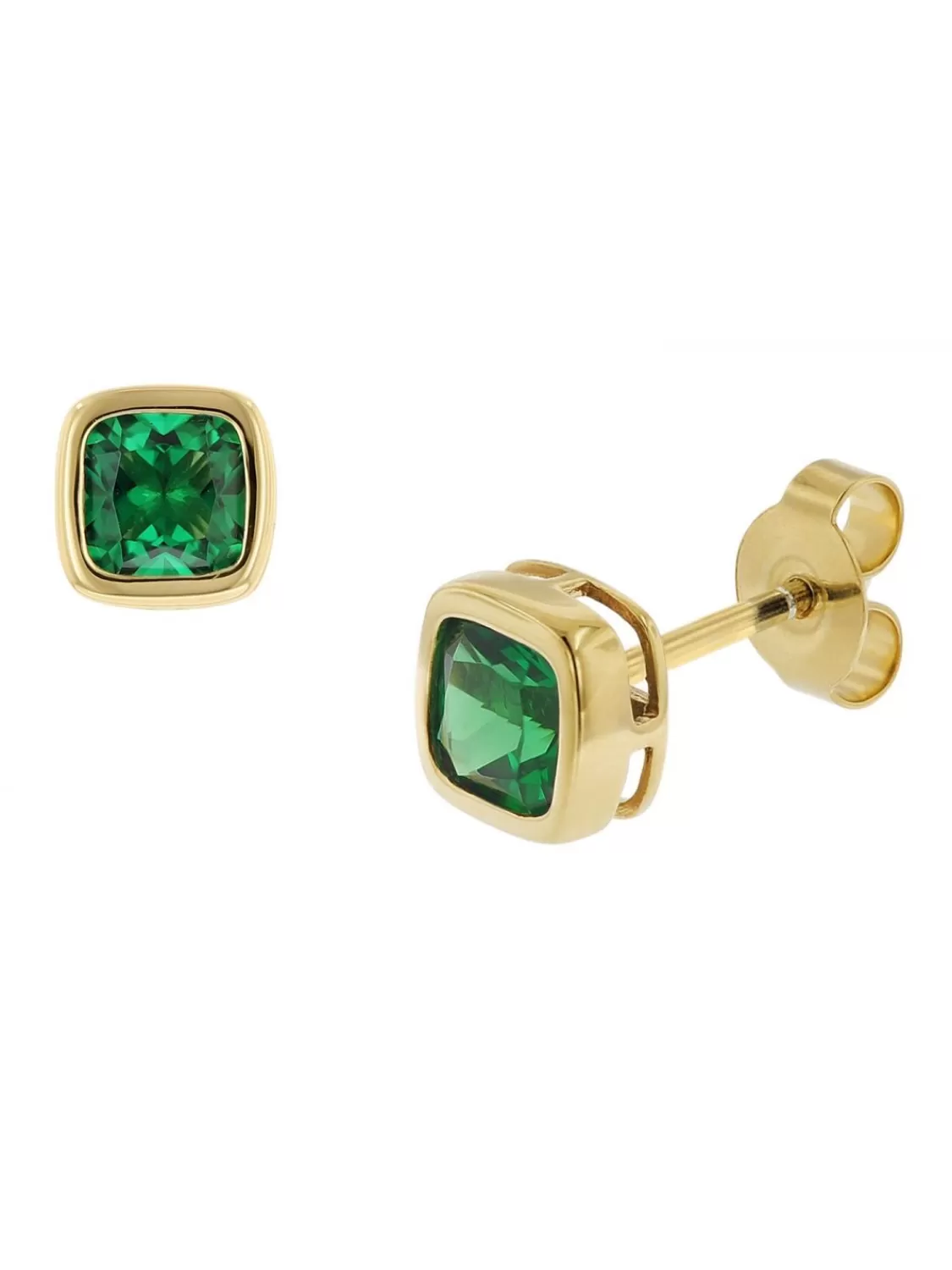 trendor Damen Ohrringe Gold 333 / 8K Ohrstecker Synthetischer Smaragd | Damenschmuck