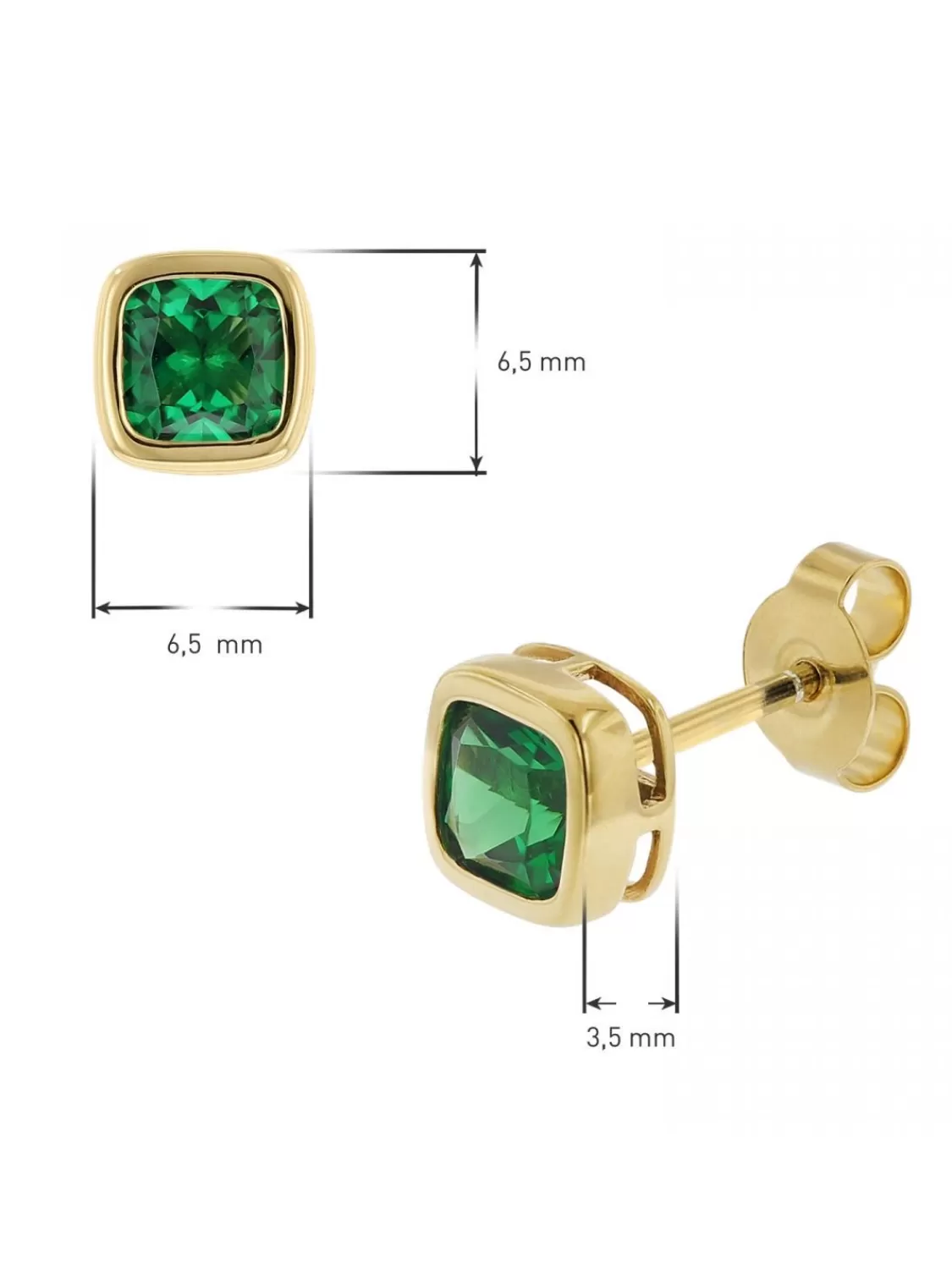 trendor Damen Ohrringe Gold 333 / 8K Ohrstecker Synthetischer Smaragd | Damenschmuck