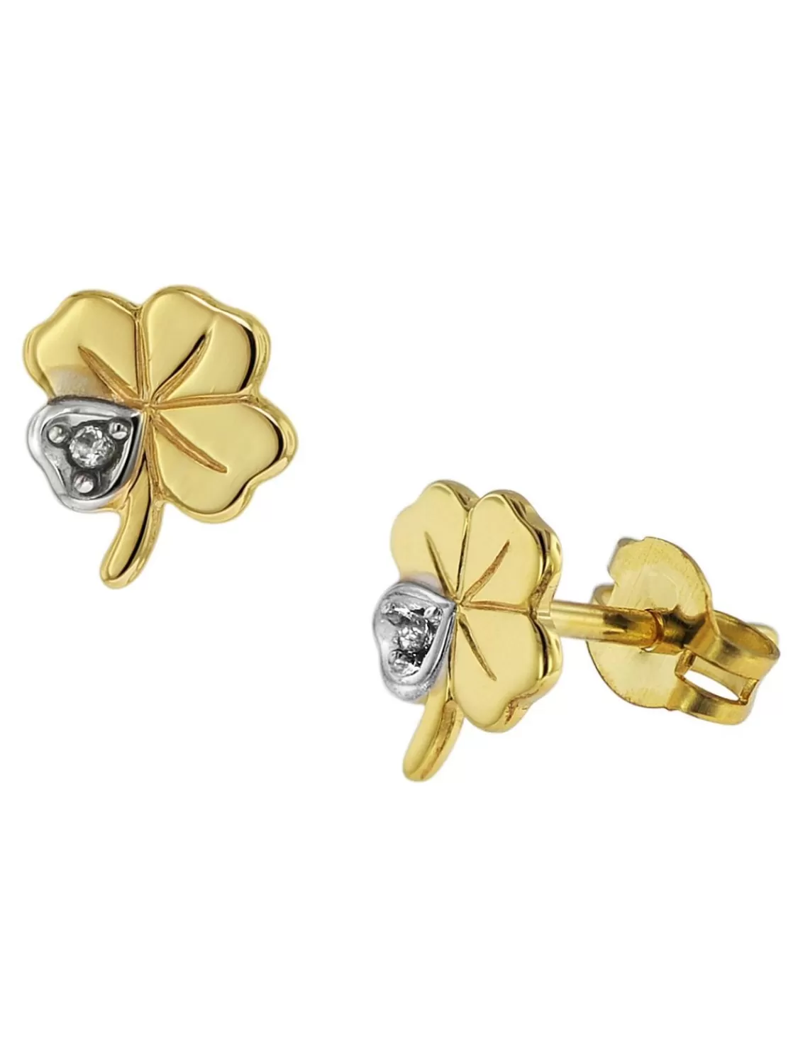 trendor Damen Ohrringe Kleeblatt 333 Gold 8 Karat Bicolor | Damenschmuck