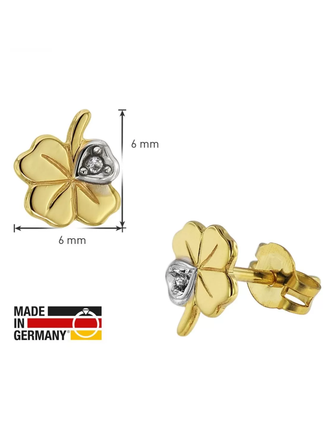 trendor Damen Ohrringe Kleeblatt 333 Gold 8 Karat Bicolor | Damenschmuck