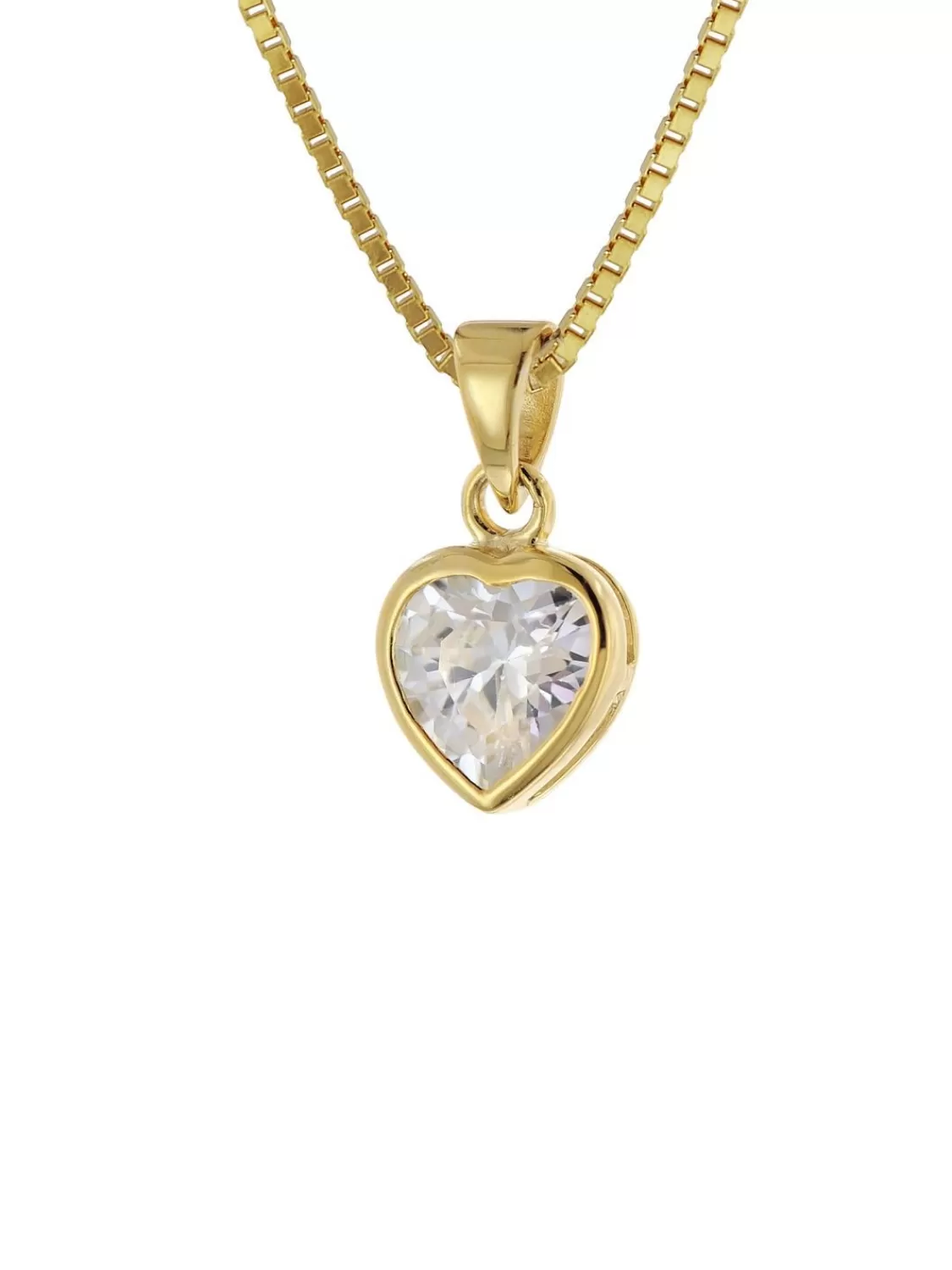 trendor Damen-Anhanger Gold 333 Zirkonia Herz Mit Vergoldeter Kette | Damenschmuck