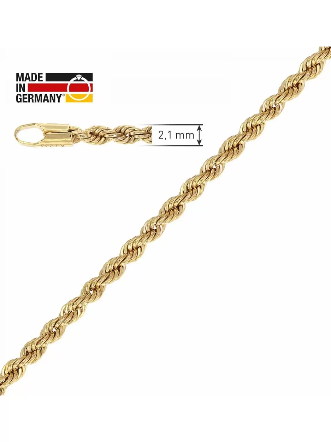 trendor Damen-Halskette 333 Gold / 8 Karat Kordelkette 45 Cm | Damenschmuck