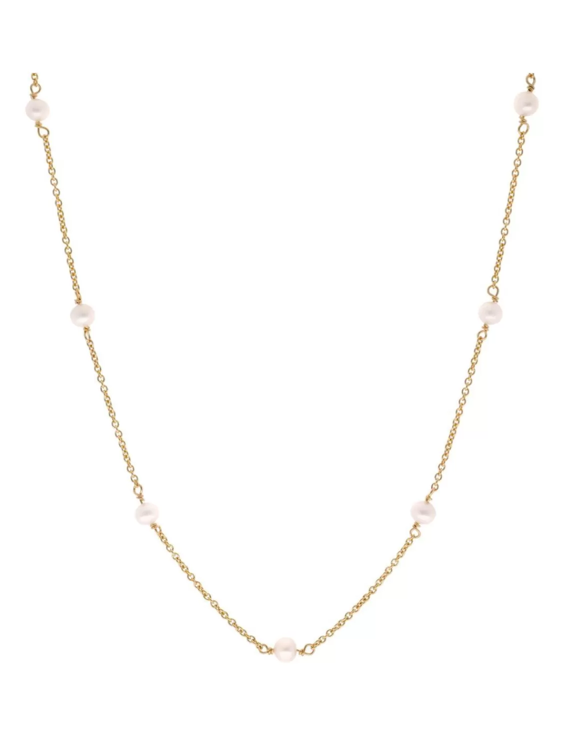 trendor Damen-Halskette Mit Perlen 925 Silber Vergoldet 45 Cm | Damenschmuck