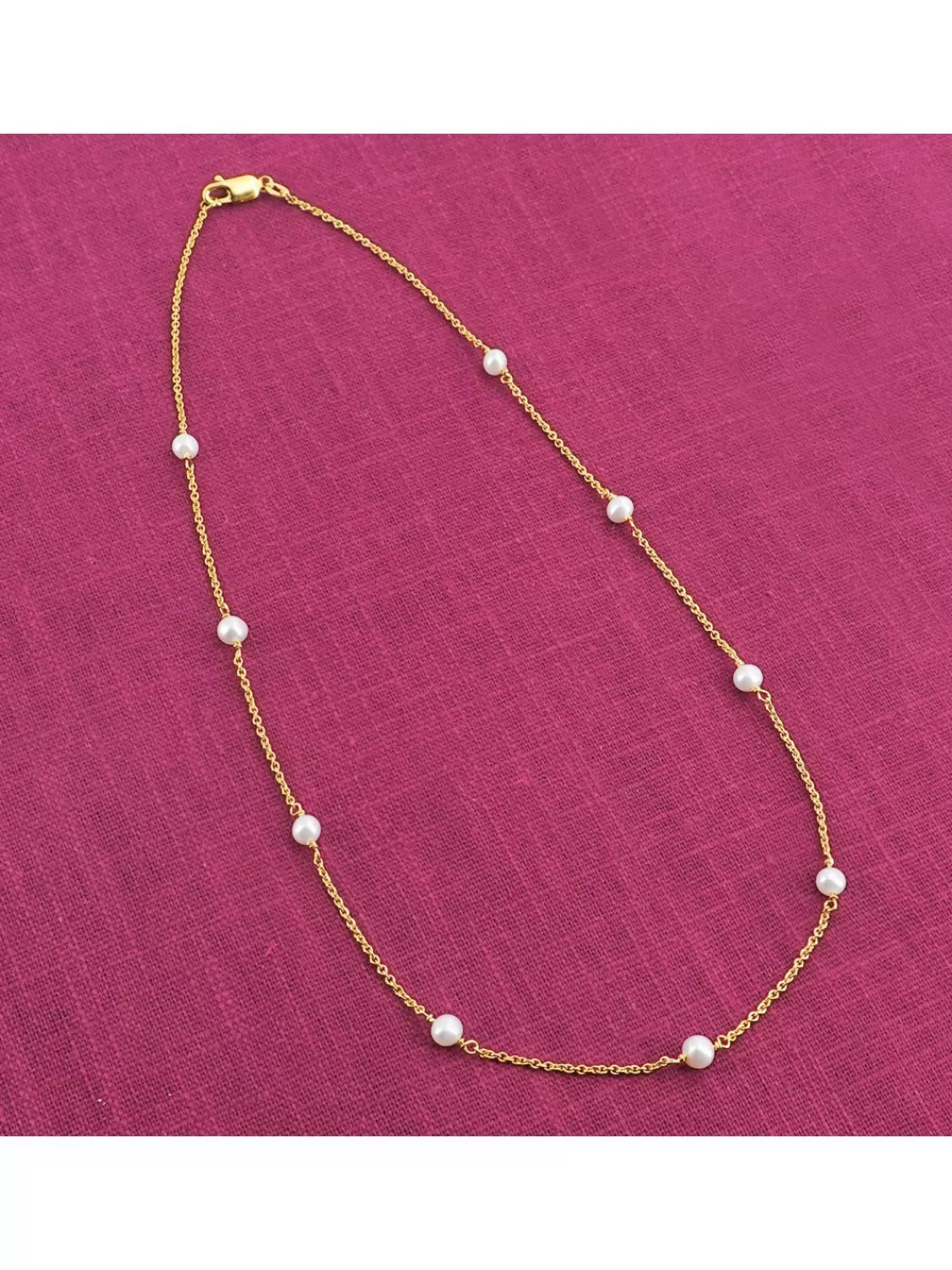 trendor Damen-Halskette Mit Perlen 925 Silber Vergoldet 45 Cm | Damenschmuck