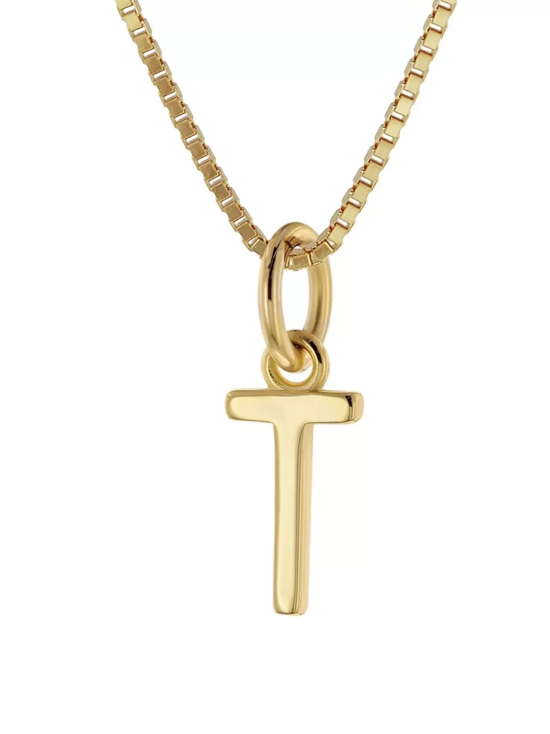 trendor Damen-Kette Mit Buchstabe T Anhanger Gold Auf Silber 925 | Damenschmuck