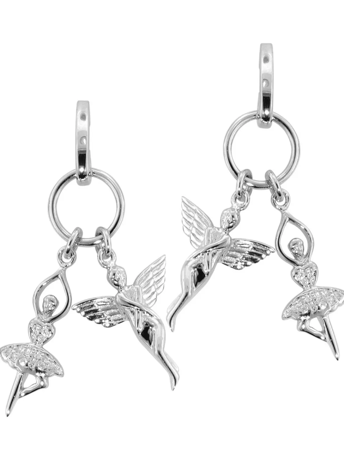trendor Damen-Ohrringe 925 Silber Elfe Und Ballerina Mit Zirkonia | Damenschmuck