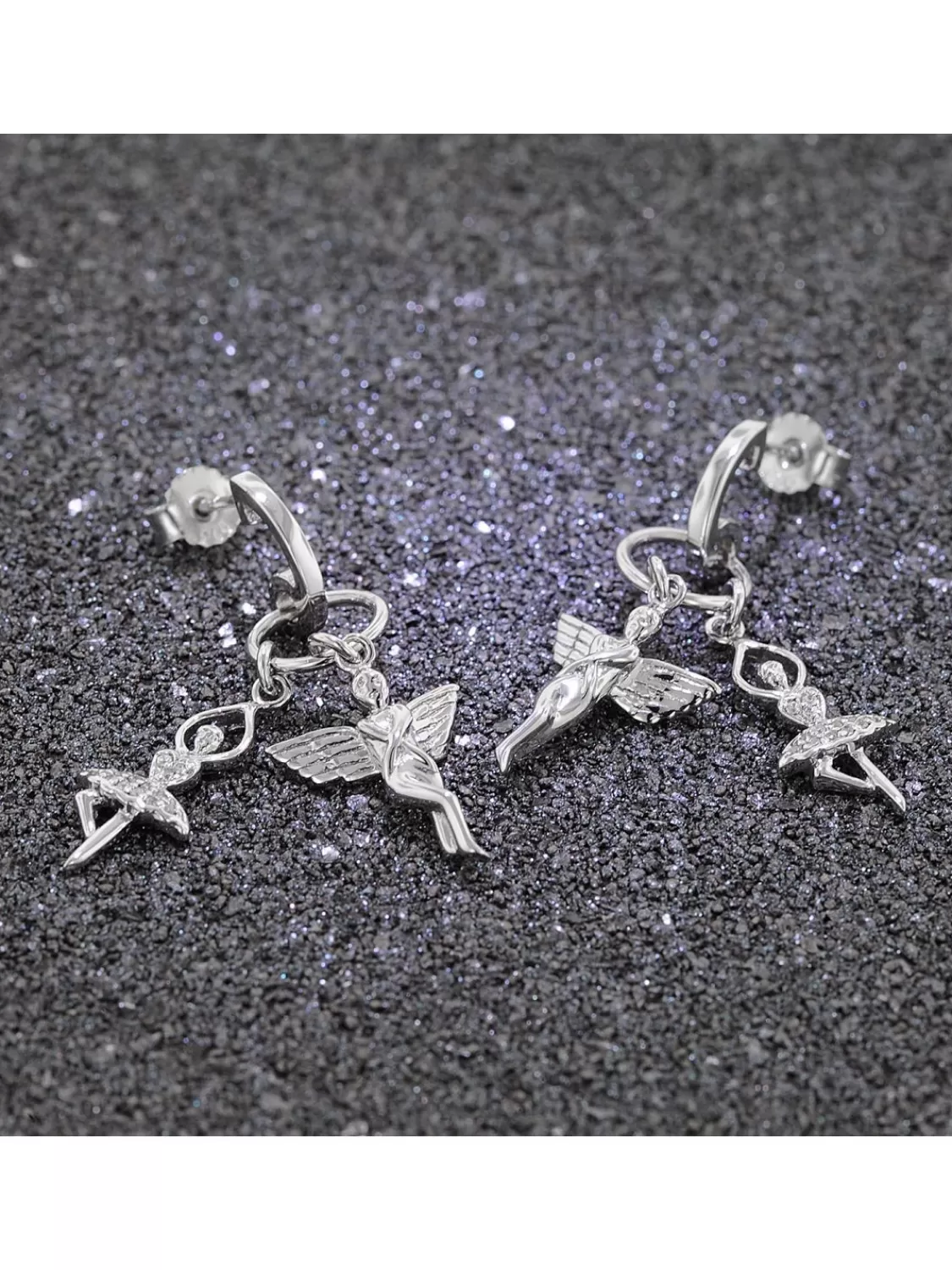 trendor Damen-Ohrringe 925 Silber Elfe Und Ballerina Mit Zirkonia | Damenschmuck