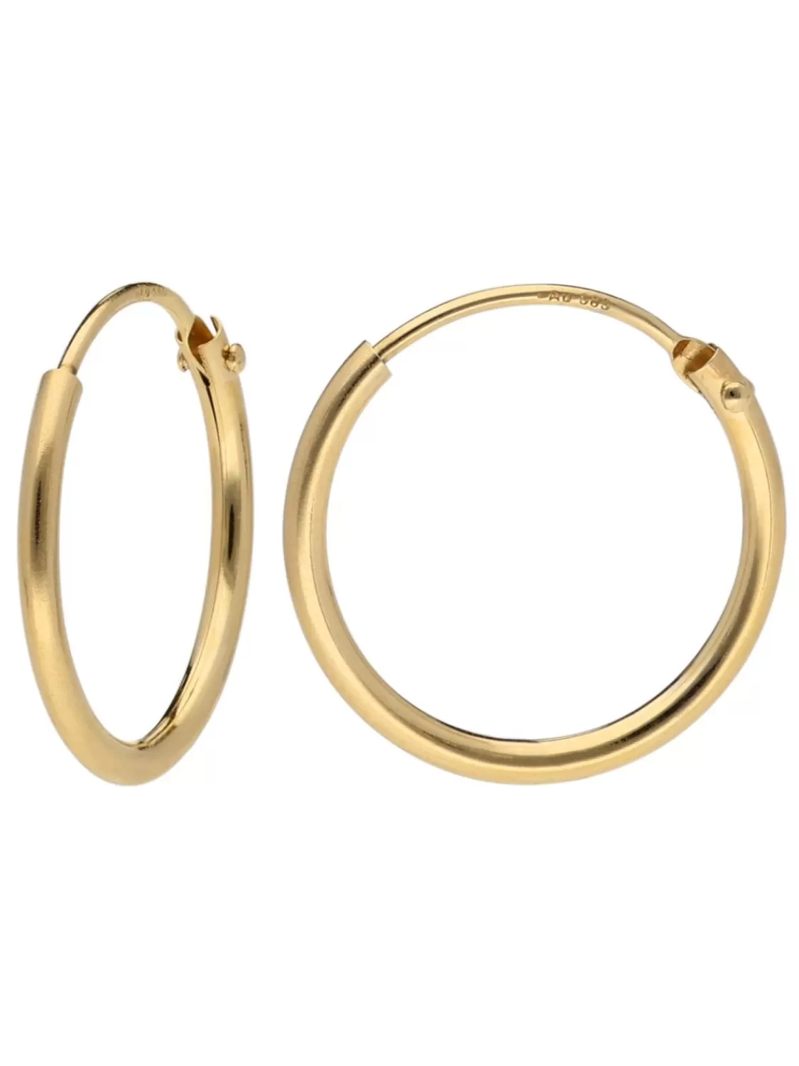 trendor Damen-Ohrringe Gold 585 / 14K Creolen Breite 1,3 Mm O 15 Mm | Damenschmuck
