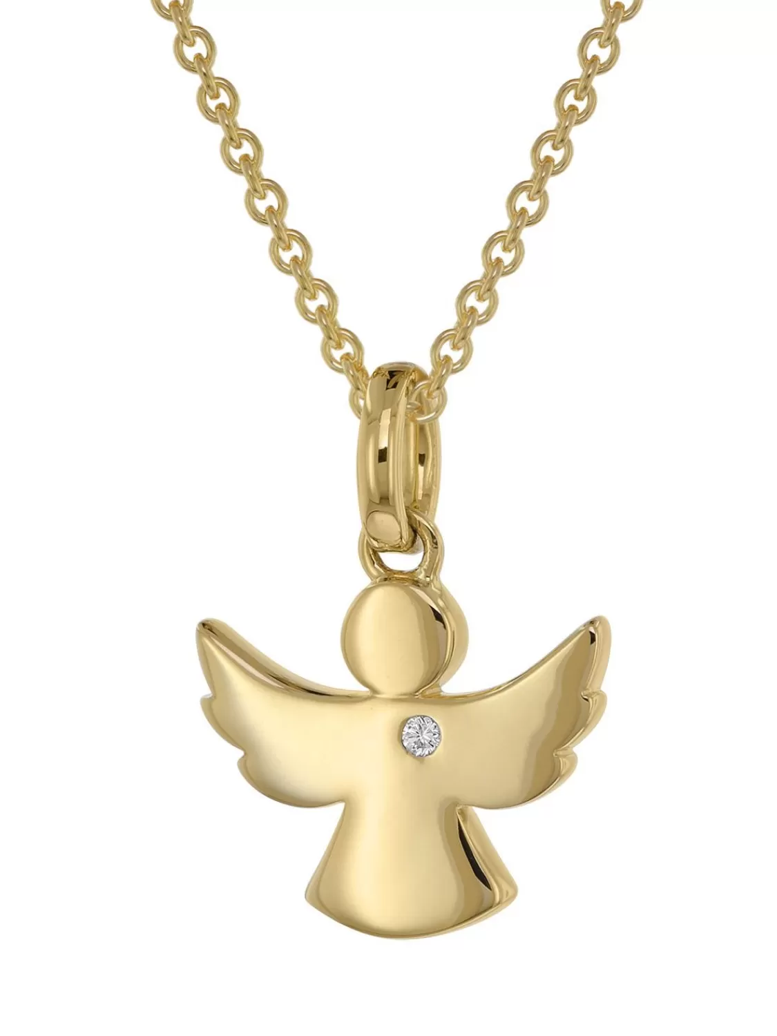 trendor Engel Anhanger Mit Diamant Gold 585 + Plattierte Silberkette | Damenschmuck