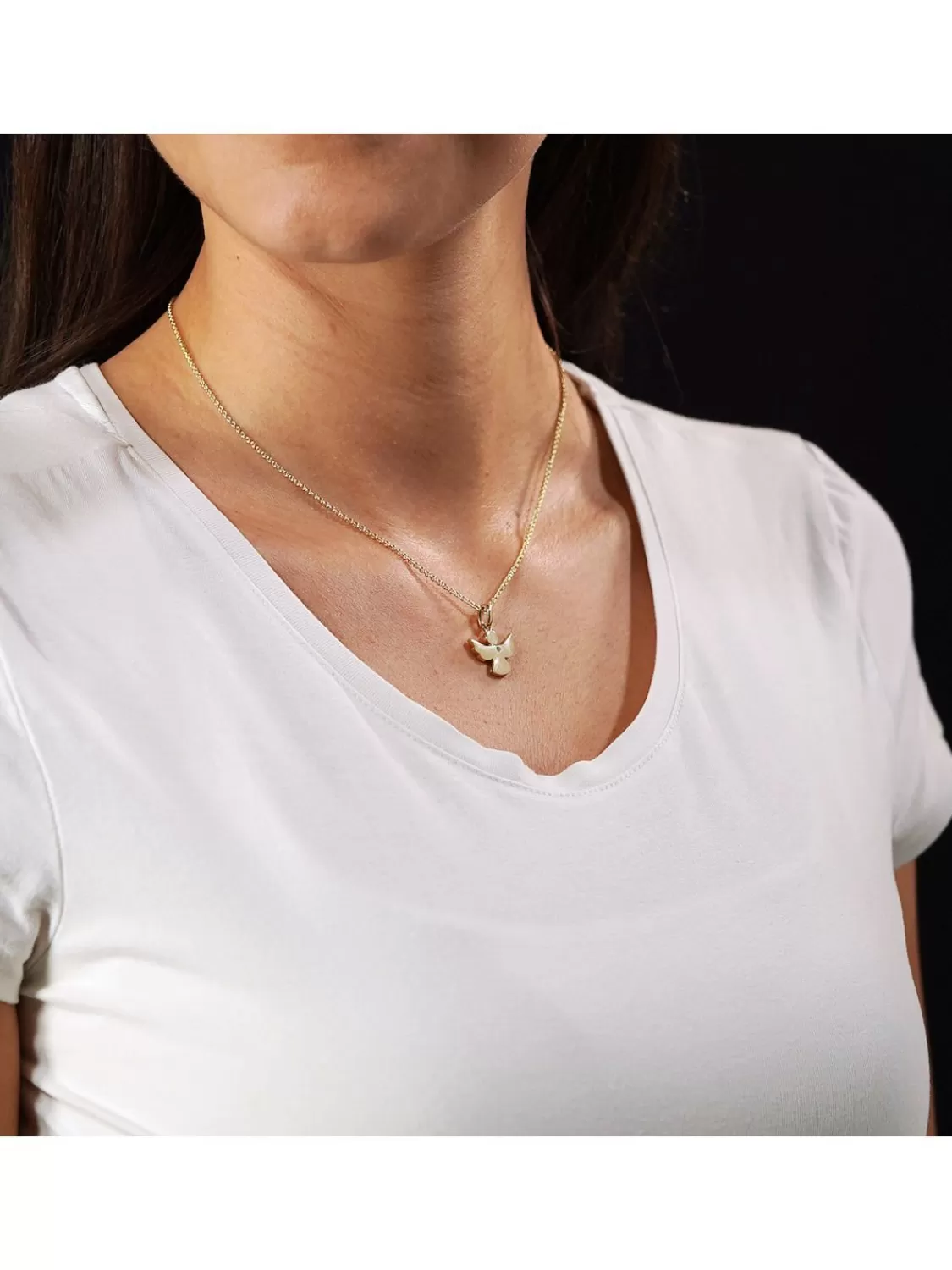 trendor Engel Anhanger Mit Diamant Gold 585 + Plattierte Silberkette | Damenschmuck