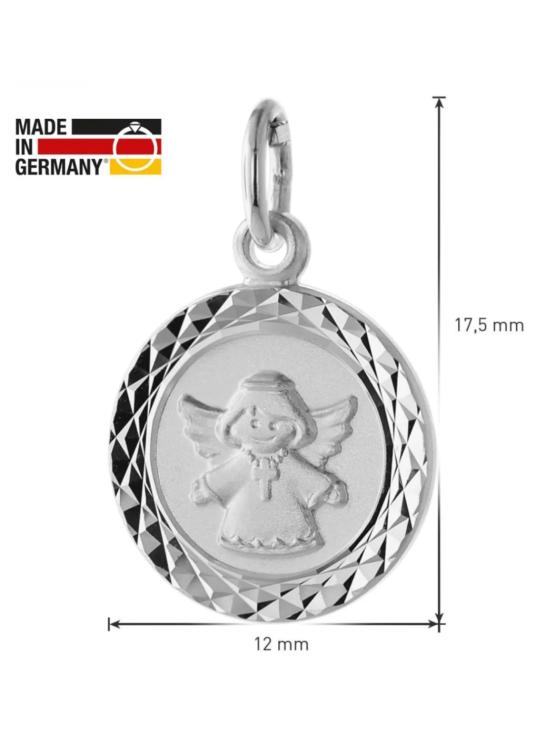 trendor Engel-Anhanger Fur Kinder Weisgold 585 (14 Kt.) Mit Silberkette | Kinderschmuck