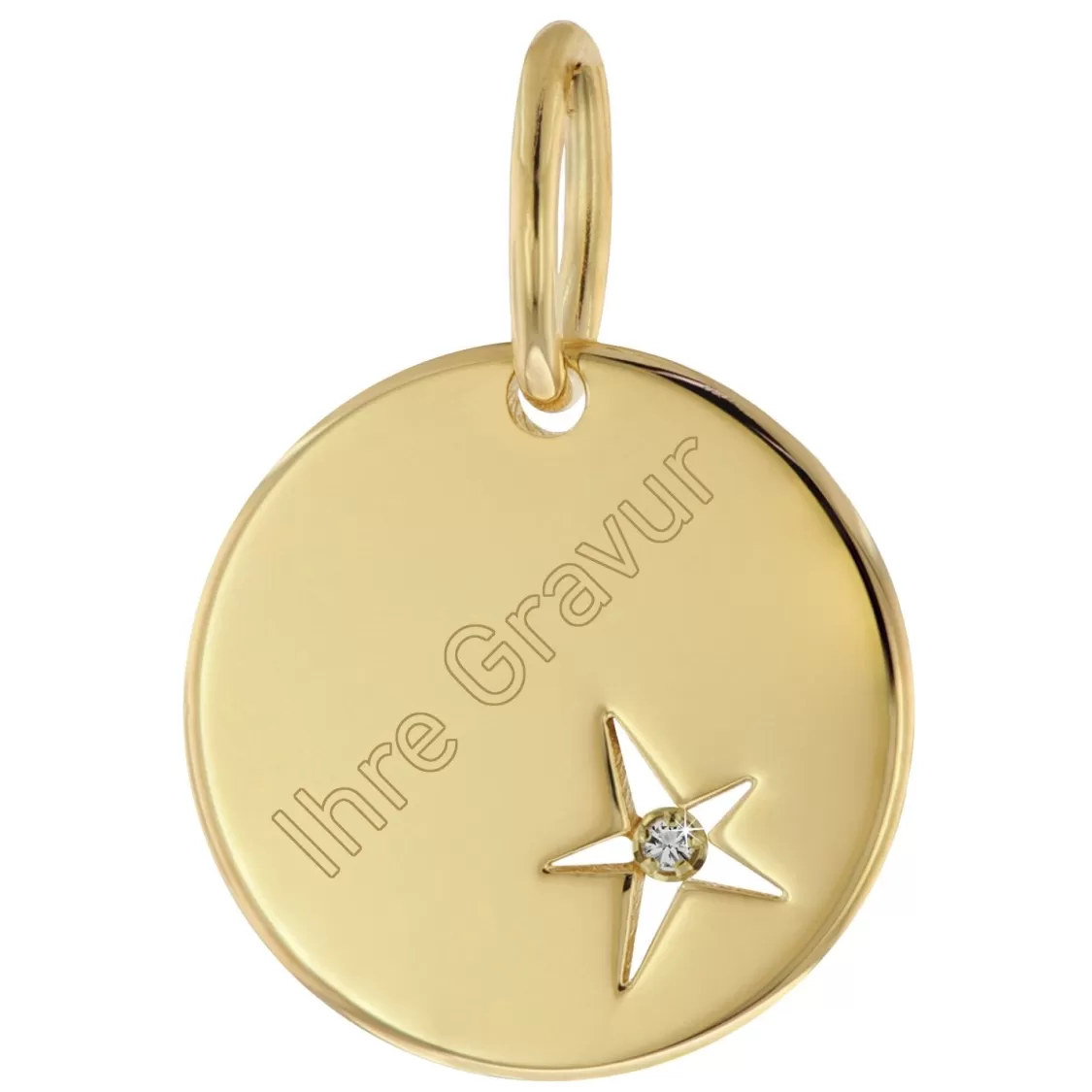 trendor Gravur Anhanger Mit Diamant Gold Auf Silber 925 O 15 Mm | Herrenschmuck