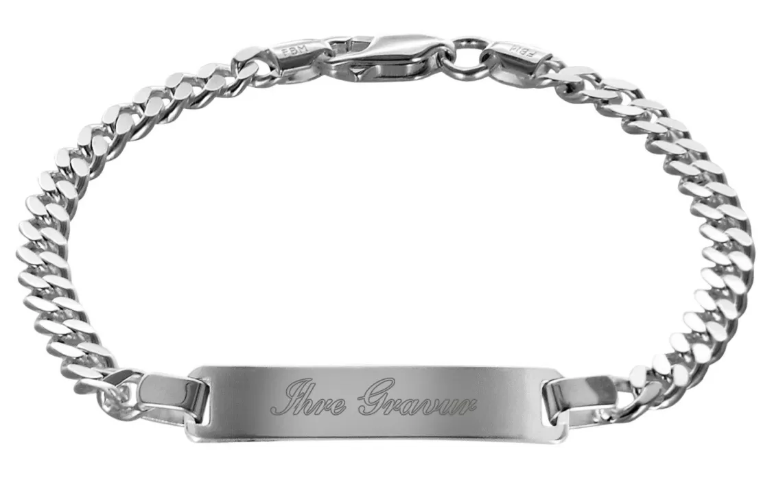 trendor Gravur-Armband Fur Manner 925 Silber Panzerkette Mit Namen | Herrenschmuck
