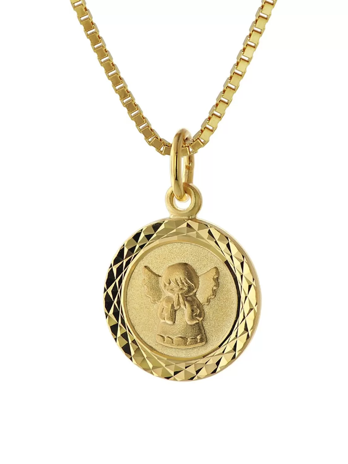 trendor Halskette Fur Kinder Engel Gold 585 (14 Karat) Vergoldete Kette | Kinderschmuck