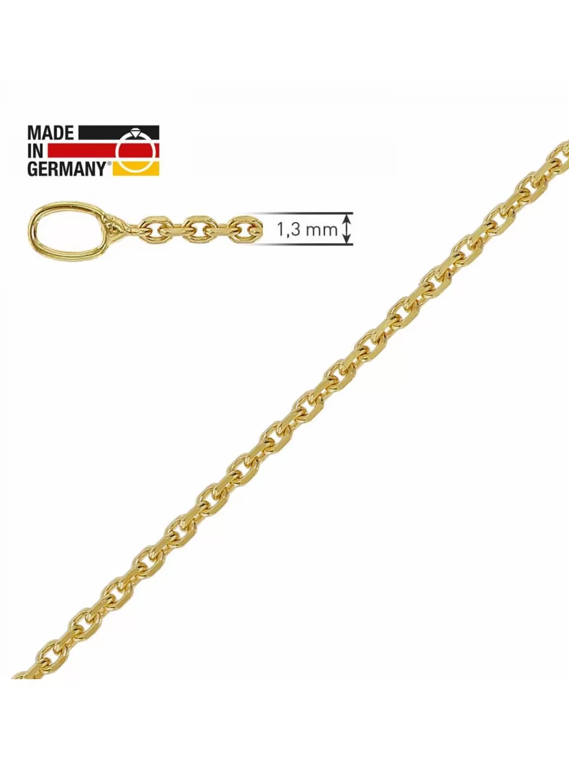 trendor Halskette Gold 333/8K Diamantierte Ankerkette Breite 1,3 Mm | Damenschmuck