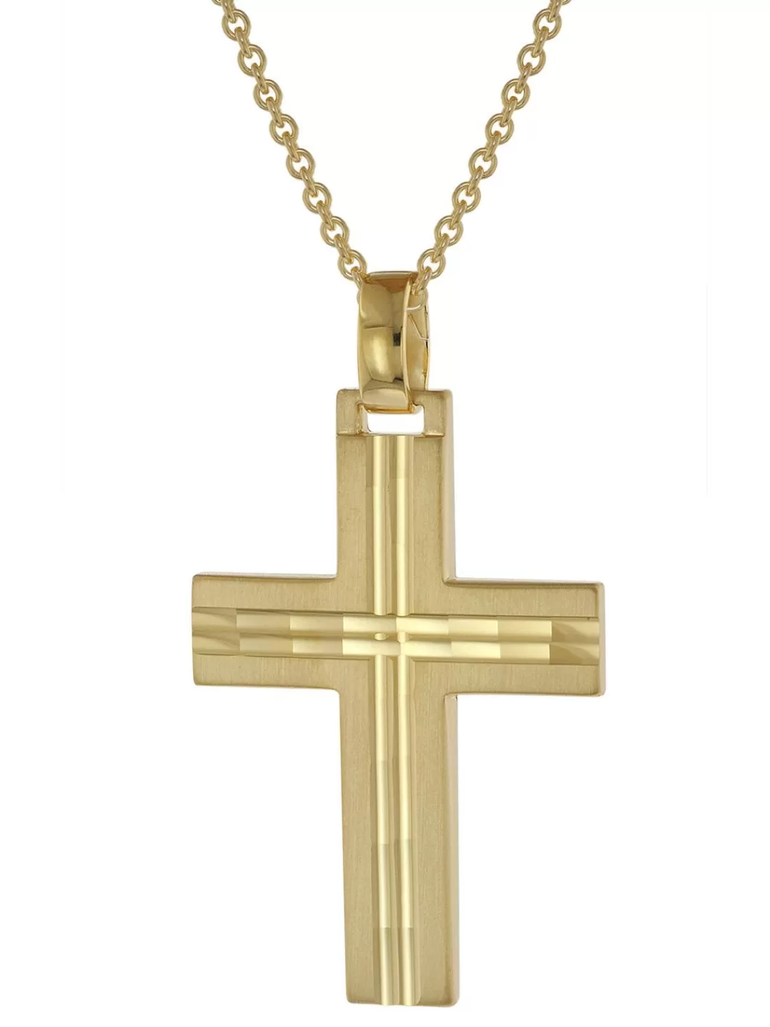 trendor Halskette Mit Kreuz Fur Herren Gold Auf Silber | Herrenschmuck