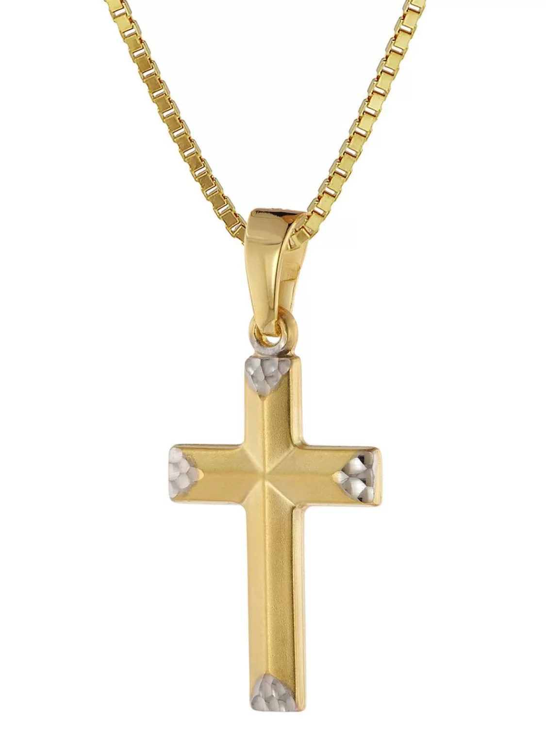 trendor Halskette Mit Kreuz Fur Madchen Gold 333/8 Karat Bicolor | Kinderschmuck