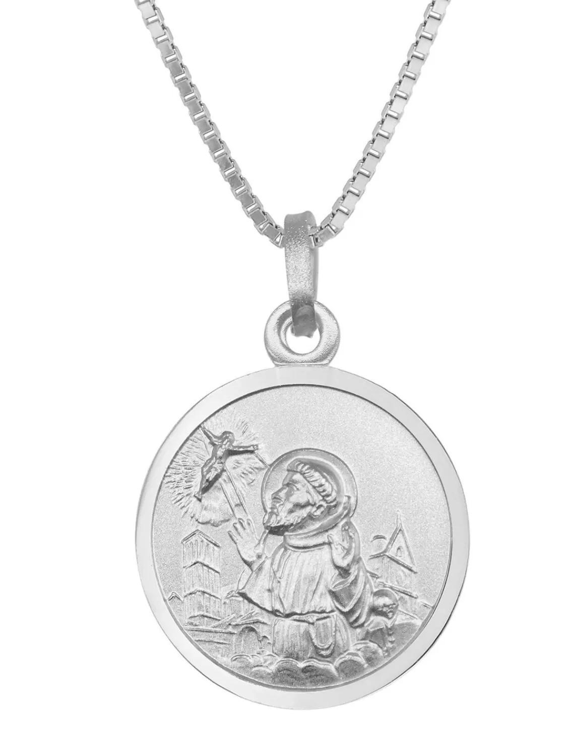 trendor Halskette Mit Sankt Franziskus Anhanger O 18 Mm 925 Silber | Herrenschmuck