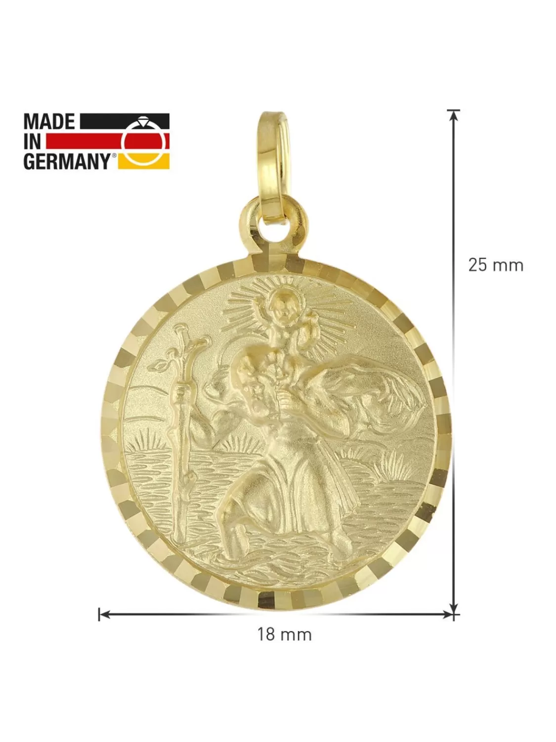 trendor Herren Christophorus Anhanger Gold 585 + Vergoldete Silberkette | Herrenschmuck