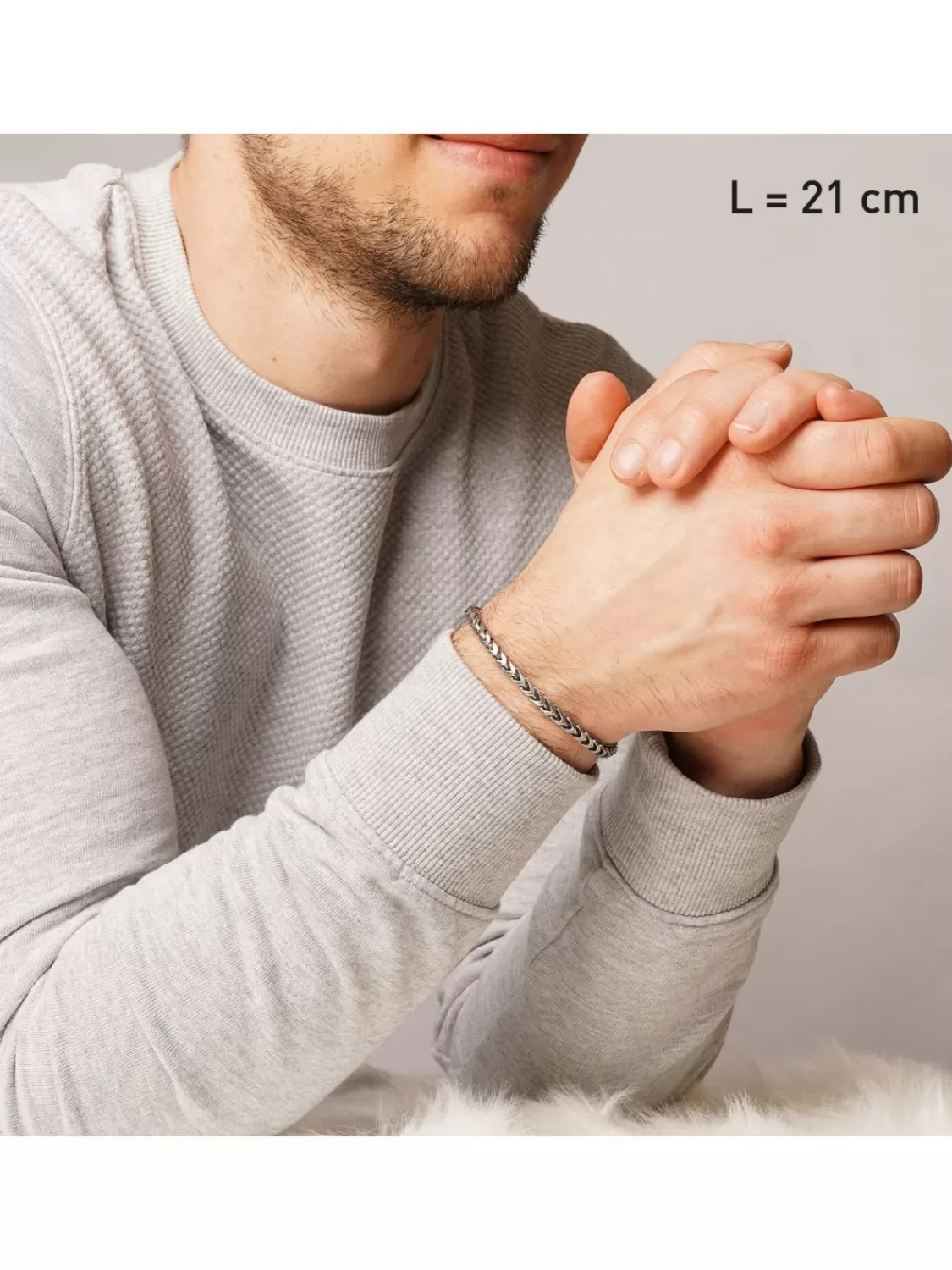 trendor Herrenarmband 925 Silber Oxydiert Fuchsschwanzkette 4,3 Mm Breit | Herrenschmuck
