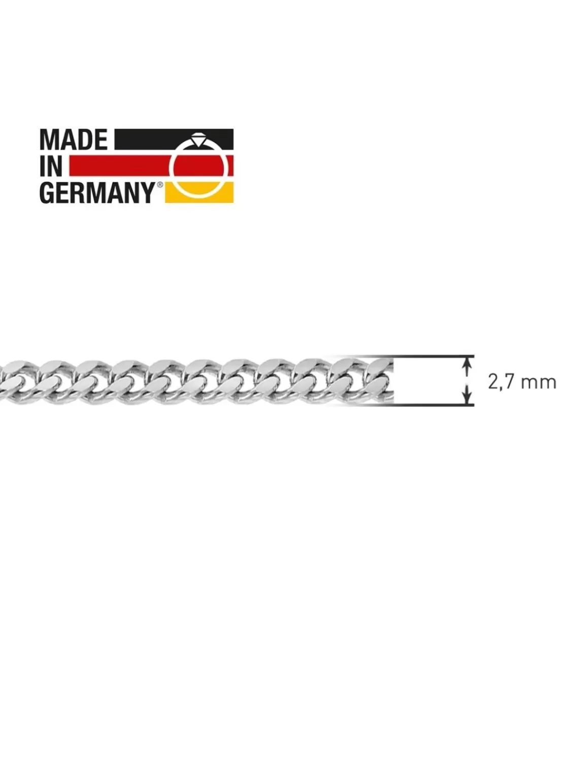 trendor Herren-Halskette 925 Silber Rhodiniert Panzerkette 2,7 Mm Breit | Herrenschmuck