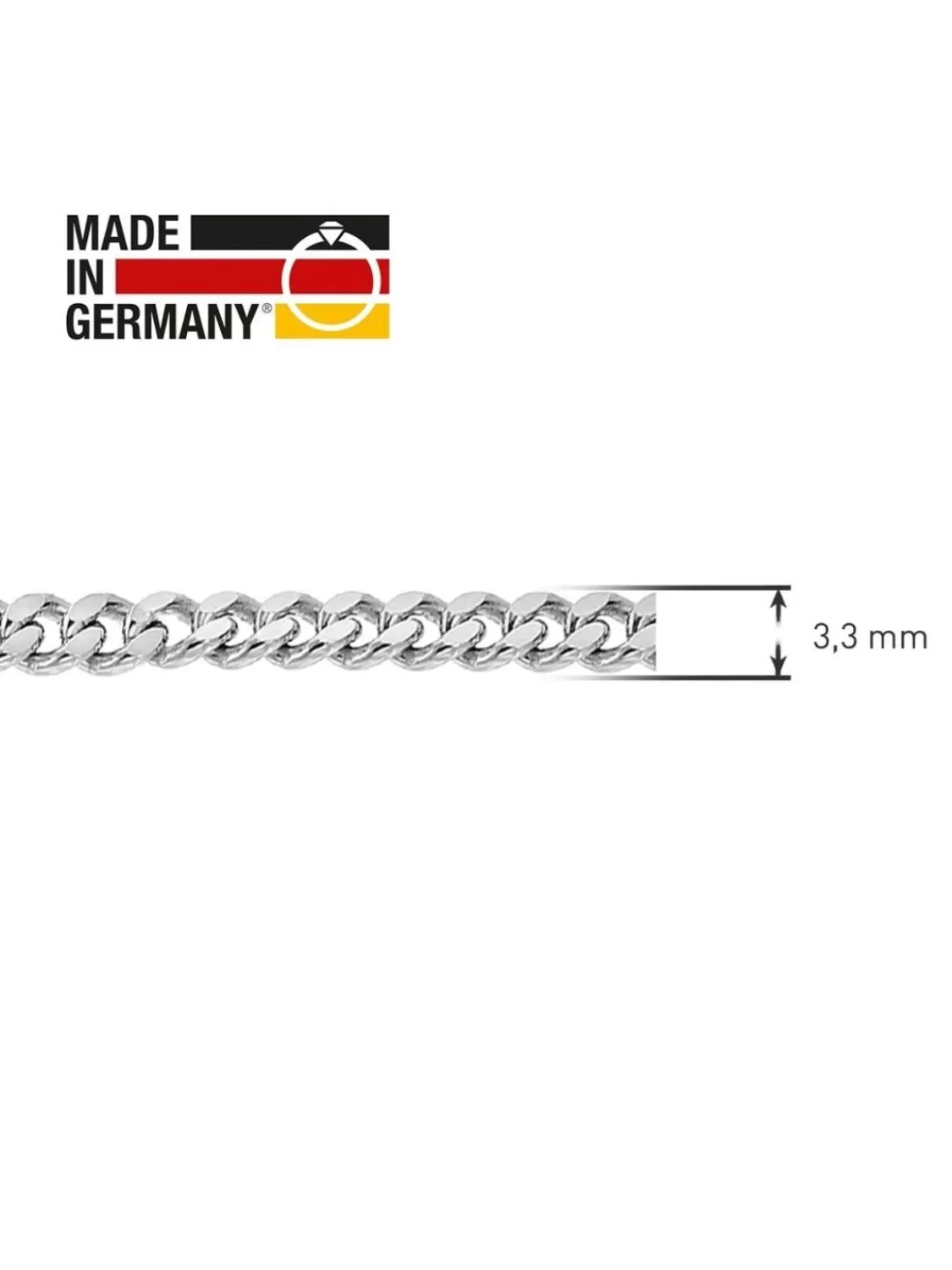 trendor Herren-Halskette 925 Silber Rhodiniert Panzerkette 3,3 Mm Breit | Herrenschmuck