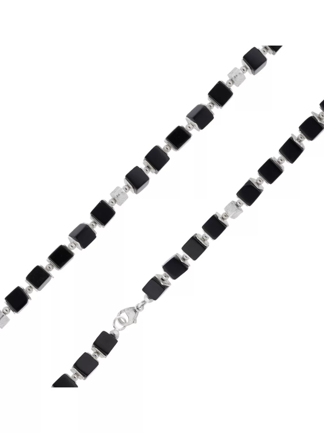 trendor Herren-Halskette 925 Silber Wurfel-Collier Onyx Poliert 50 Cm | Herrenschmuck