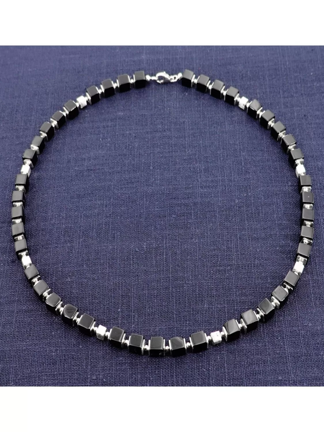 trendor Herren-Halskette 925 Silber Wurfel-Collier Onyx Poliert 50 Cm | Herrenschmuck