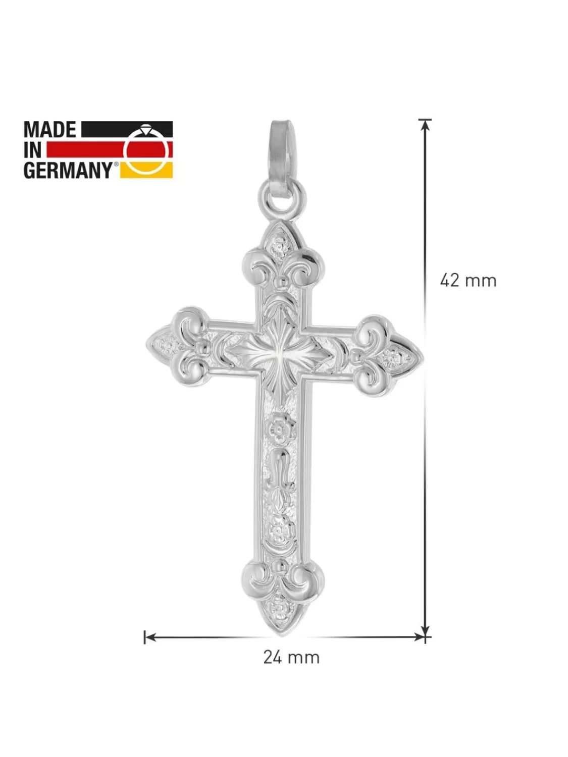 trendor Herren-Halskette Mit Orthodoxem Kreuz 35 Mm 925 Silber | Herrenschmuck