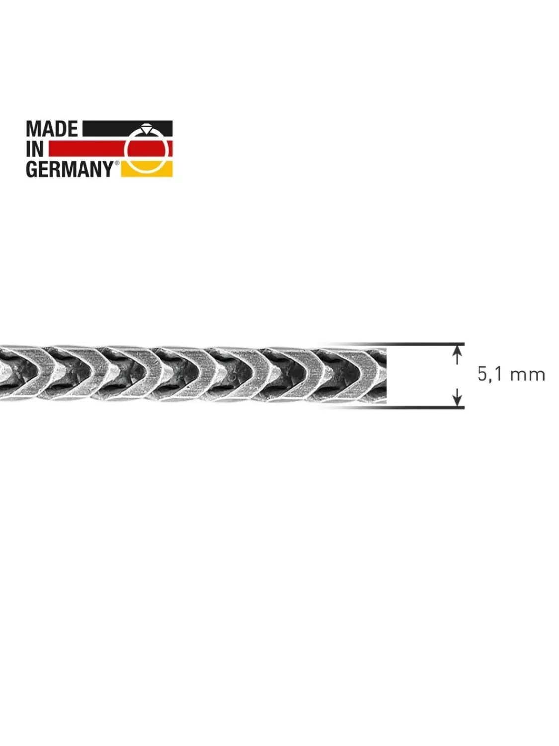 trendor Herren-Kette 925 Silber Oxydiert Fuchsschwanzkette 5,1 Mm Breit | Herrenschmuck