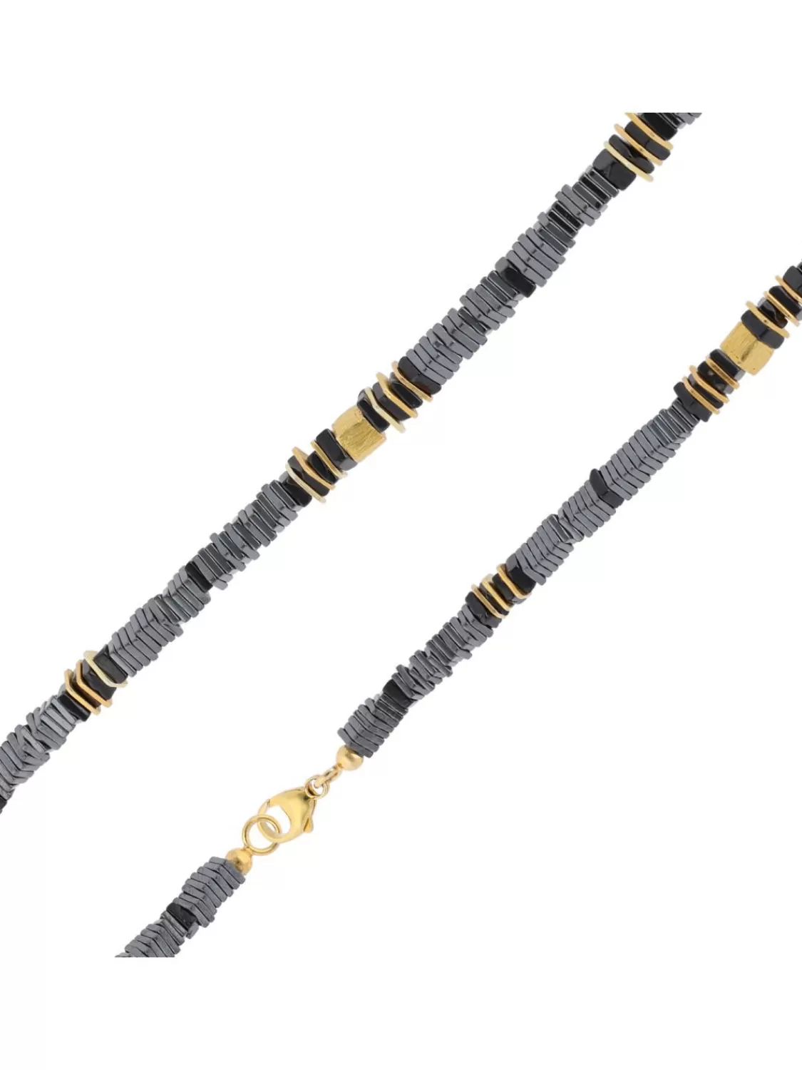 trendor Herrenkette 925 Silber Vergoldet Collier Hamatit + Onyx Quadrat | Herrenschmuck