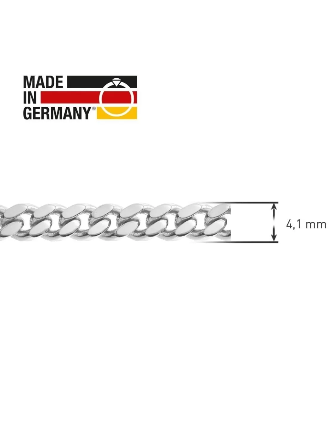 trendor Herren-Panzerkette 925 Silber Rhodiniert Halskette 4,1 Mm Breit | Herrenschmuck